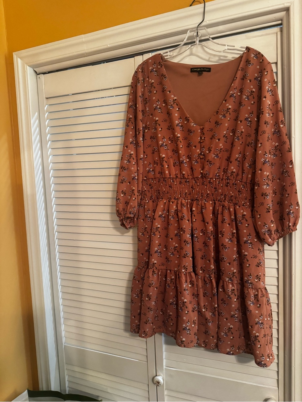 Smocked Waist Rose Floral Mini Dress